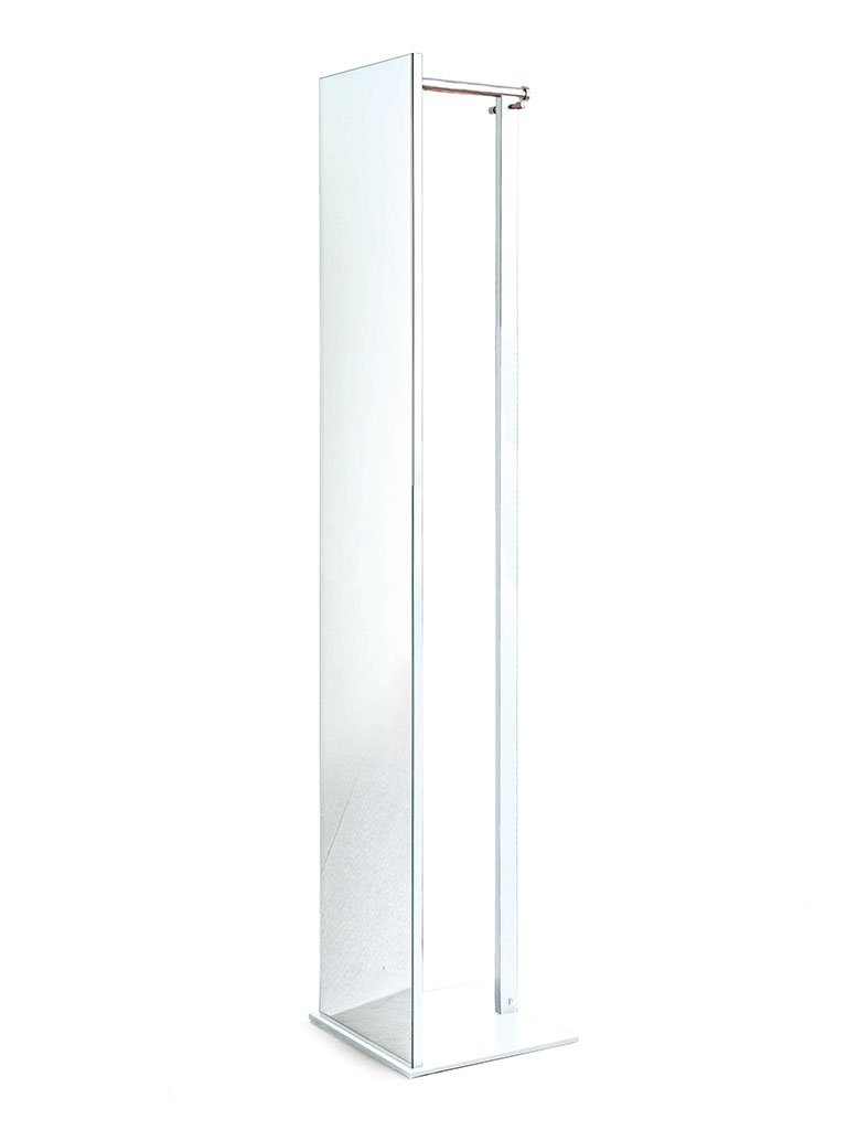 D-TEC | TOP | TSR 33 | miroir avec des patères et une barre pour vêtements | blanc/chrome 