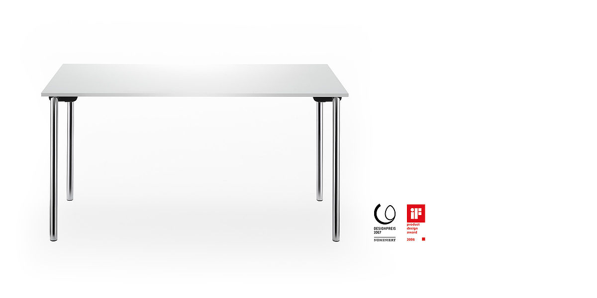 system 24 | table rabattable | piètement chromé | plateau blanc