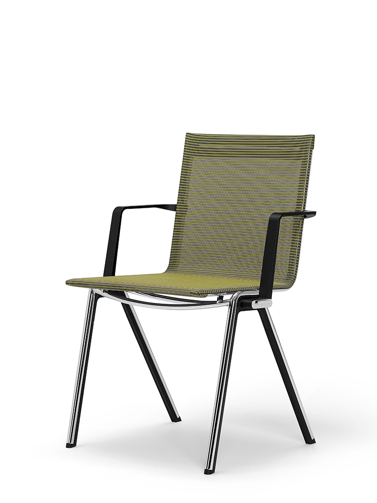 BLAQ chair with arm rests | continuous seat and back | tropical green
