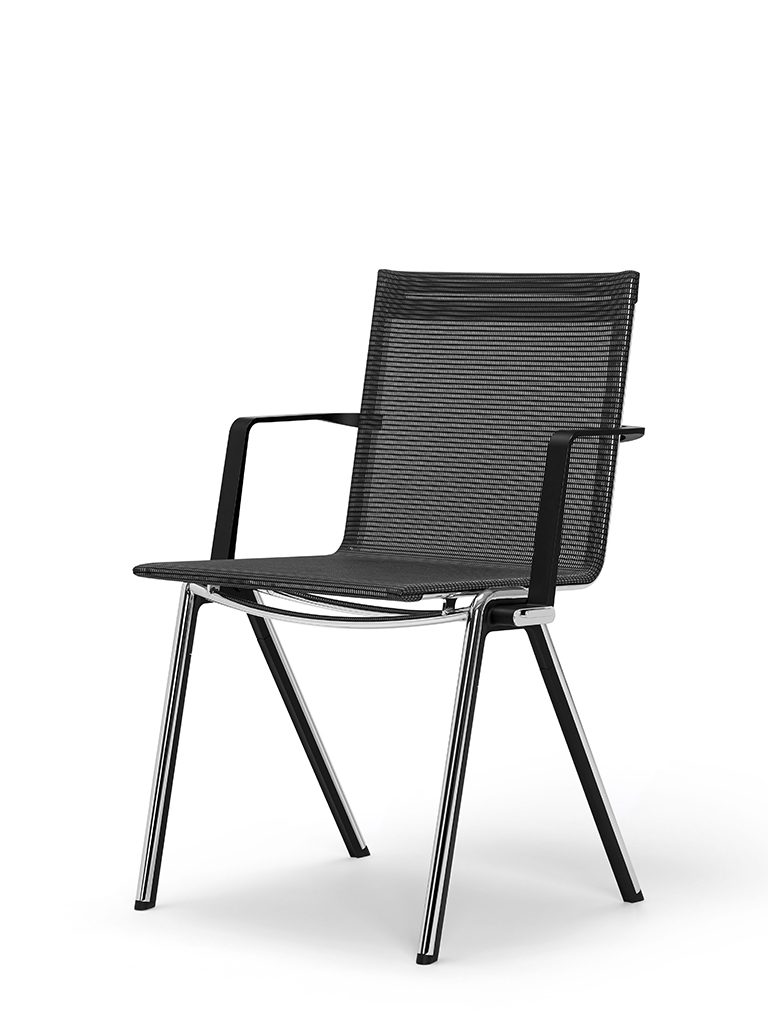 BLAQ chair with armrests | continuous seat and back | basalt black